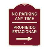No Parking Anytime Prohibido Estacionar (With Right Arrow)