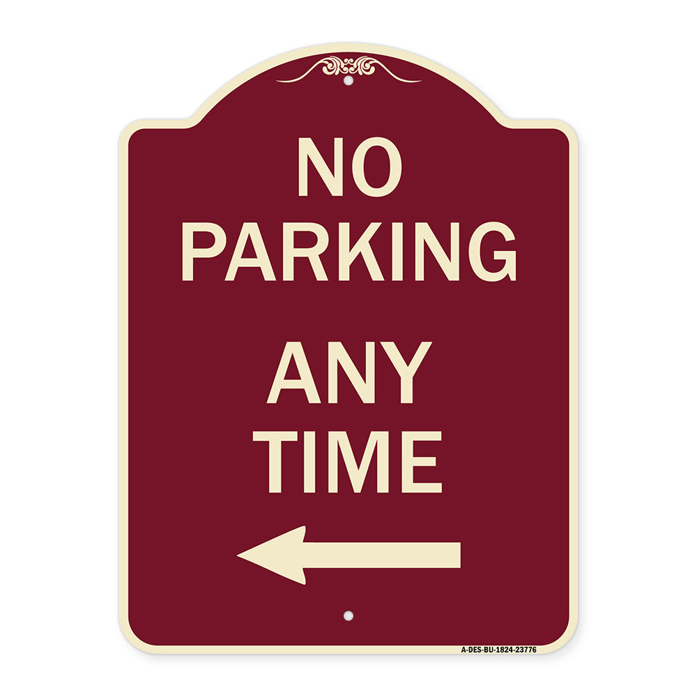 No Parking Anytime with Left Arrow