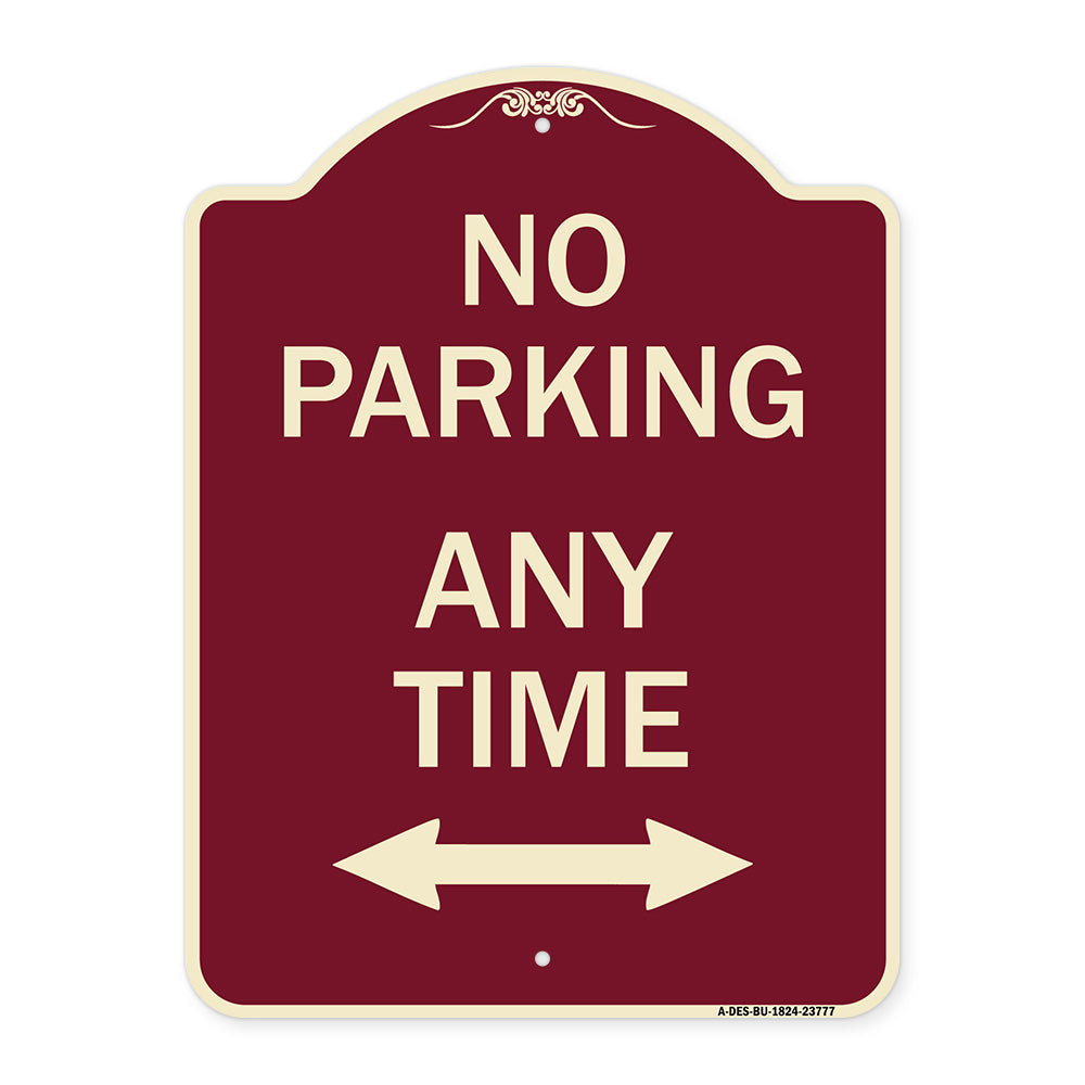 No Parking Anytime with Bidirectional Arrow