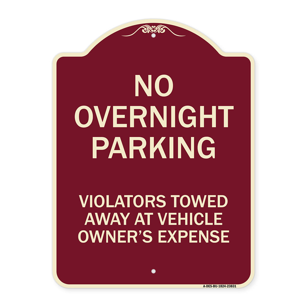 No Overnight Parking Violators Towed Away at Vehicle Owner's Expense