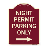 Night Permit Parking Only (With Right Arrow)