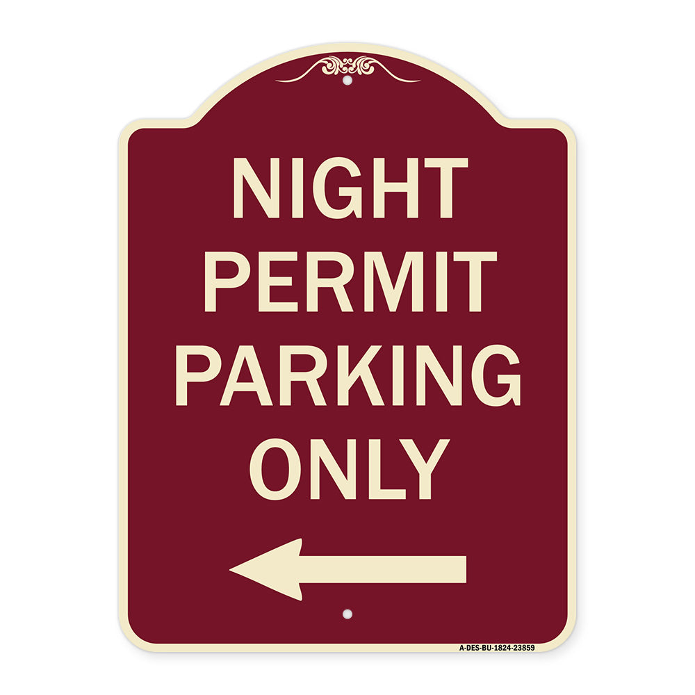 Night Permit Parking Only (With Left Arrow)