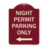 Night Permit Parking Only (With Left Arrow)