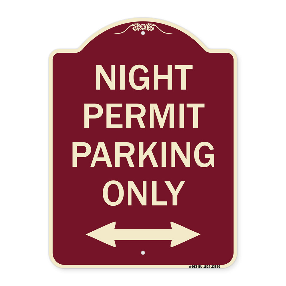 Night Permit Parking Only (With Bi-Directional Arrow)