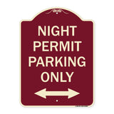 Night Permit Parking Only (With Bi-Directional Arrow)