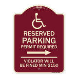 Modern Isa Symbol) Connecticut Reserved Parking Permit Required Violators Will Be Fined Min $150 (With Right Arrow)