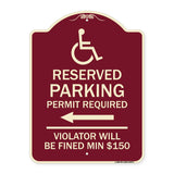 Modern Isa Symbol) Connecticut Reserved Parking Permit Required Violators Will Be Fined Min $150 (With Left Arrow)