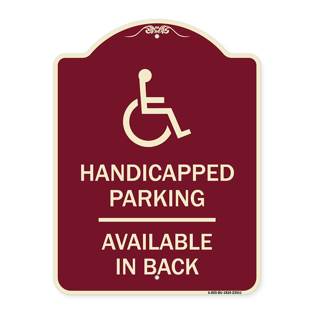 Handicapped Parking Available in Back with Graphic