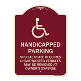 Handicapped Parking - Special Plate Required - Unauthorized Vehicles May Be Removed at Owner's Expense