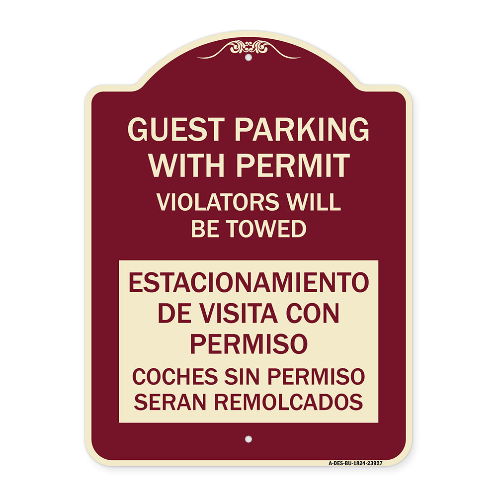 Guest Parking with Permit Violators Will Be Towed Estacionamento De Visita Con Permiso Coches Sin Permiso Seran Remolcadoa