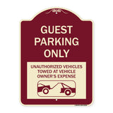 Guest Parking Only Unauthorized Vehicles Towed at Owner Expense with Graphic