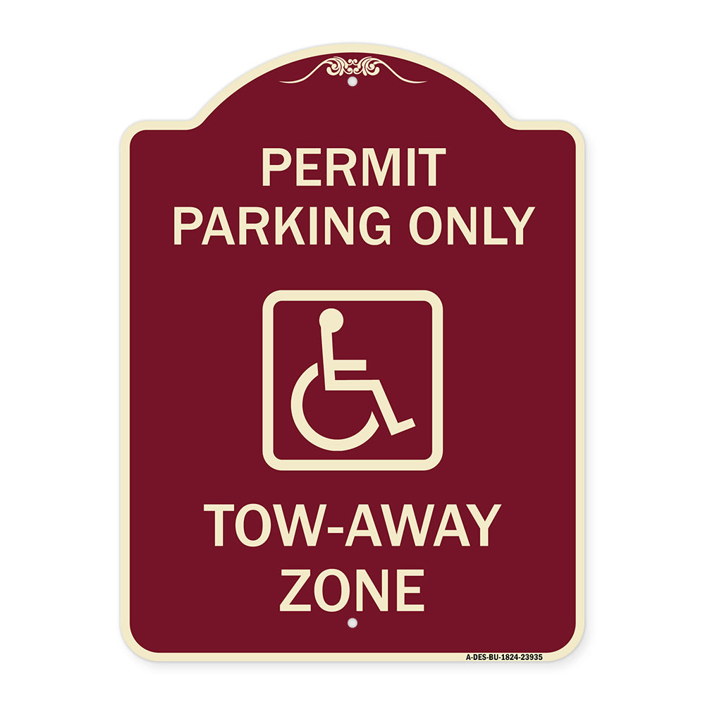 Georgia ADA Handicapped Parking Sign Accessible Permit Parking Only Tow-Away Zone with Symbol