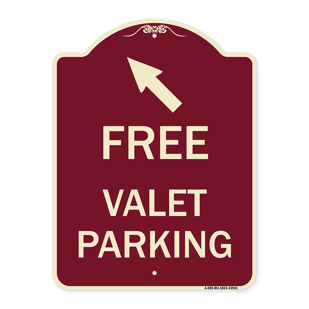 Free Valet Parking with Upper Left Arrow
