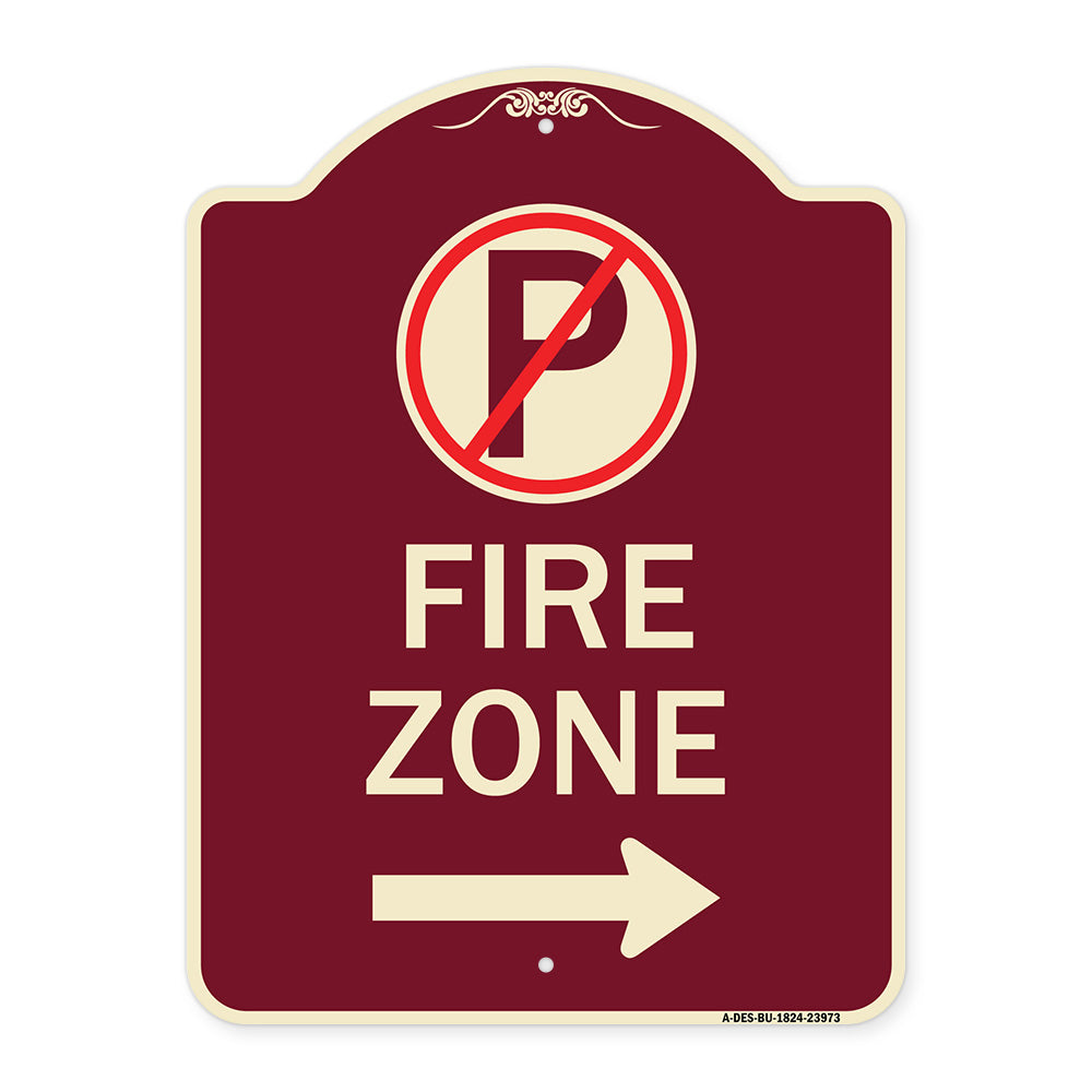 Fire Zone (No Parking Symbol and Right Arrow)