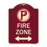 Fire Zone (No Parking Symbol and Arrow Pointing Left and Right)