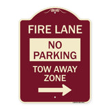 Fire Lane Tow-Away Zone with Right Arrow