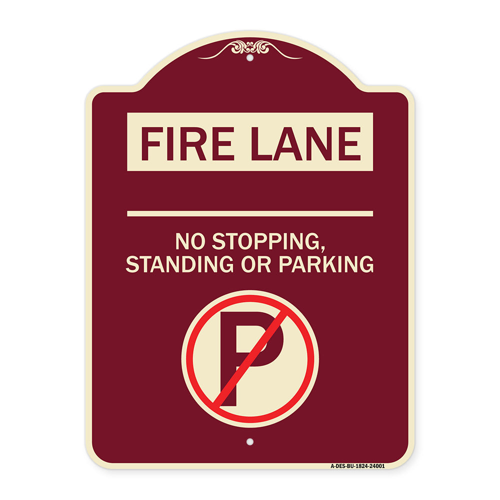 Fire Lane - No Stopping Standing or Parking (With No Parking Symbol)