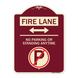 Fire Lane - No Parking or Standing Anytime (With No Parking Symbol and Bidirectional Arrow)