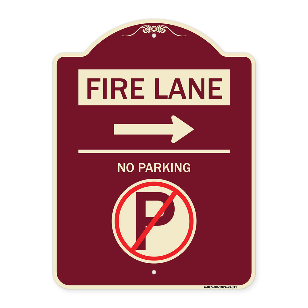 Fire Lane - No Parking (With No Parking Symbol and Right Arrow)