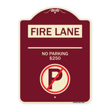 Fire Lane - No Parking $250 Fine (With No Parking Symbol)
