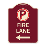 Fire Lane (No Parking Symbol and Left Arrow)