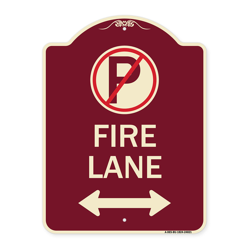 Fire Lane (No Parking Symbol and Arrow Pointing Left and Right)