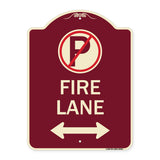 Fire Lane (No Parking Symbol and Arrow Pointing Left and Right)