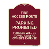Fire Access Route Vehicles Will Be Towed Away at Owner Expense