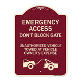 Emergency Access Don't Block Gate Unauthorized Vehicles Towed at Vehicle Owner's Expense (With Car Tow Graphic)