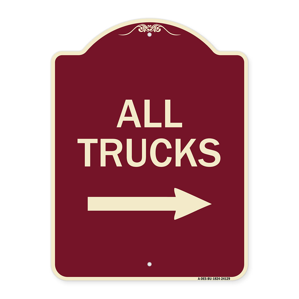 Driveway Sign All Trucks with Right Arrow