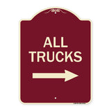 Driveway Sign All Trucks with Right Arrow