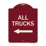 Driveway Sign All Trucks with Left Arrow