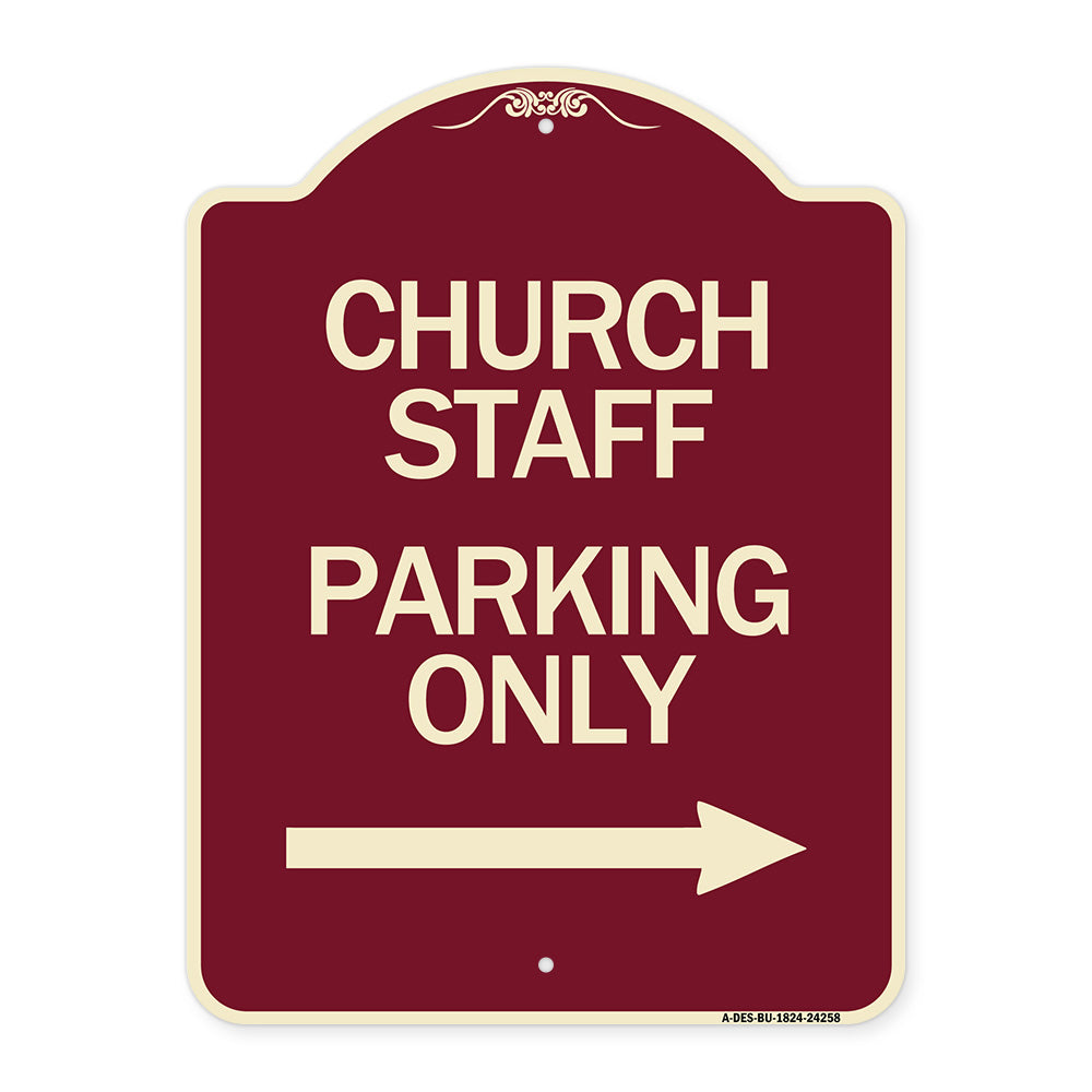 Church Staff Parking Only (With Right Arrow)
