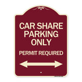 Car Share Parking Only Permit Required with Bidirectional Arrow