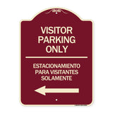 Bilingual Reserved Parking Sign Visitor Parking Only - Estacionamiento Para Visitantes Solamente (With Left Arrow)