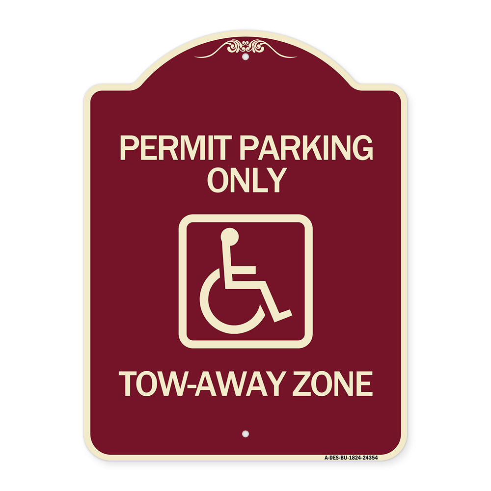 Accessible Permit Parking Only Tow-Away Zone with Symbol