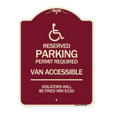 Connecticut Reserved Parking Permit Required Van Accessible Violators Will Be Fined Min $150 with Symbol