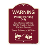 Warning Permit Parking Only Vehicles Will Be Towed At Vehicle Owners Expense Towing