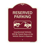 Reserved Parking Unauthorized Vehicles Will Be Towed Away At Owner Expense With Graphic