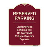 Reserved Parking Unauthorized Vehicles Will Be Towed At Vehicle Owner's Expense