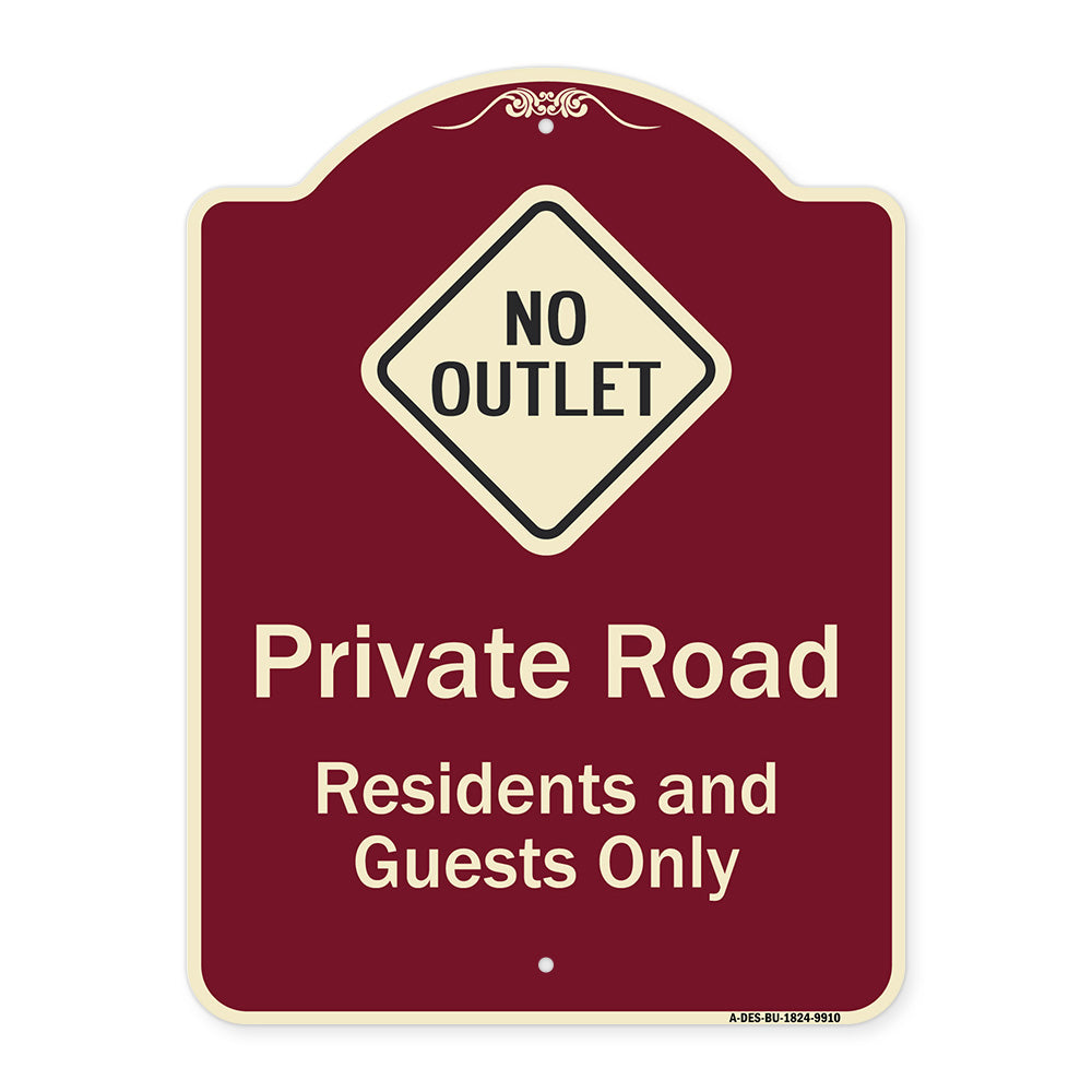 Private Road Residents And Guests Only With No Outlet Symbol