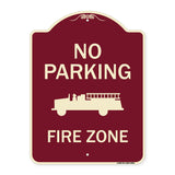 No Parking, Fire Zone With Fire Truck Graphic