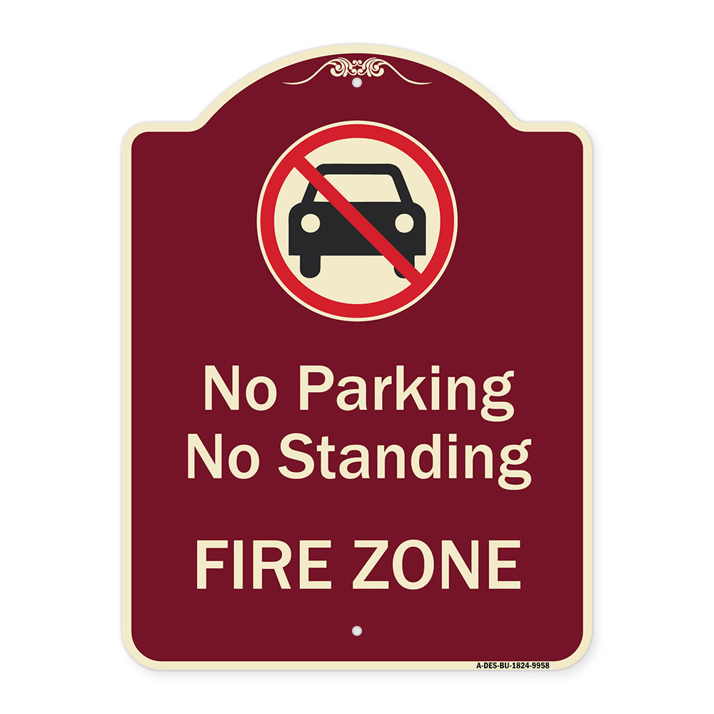 No Parking Or Standing, Fire Zone With Graphic