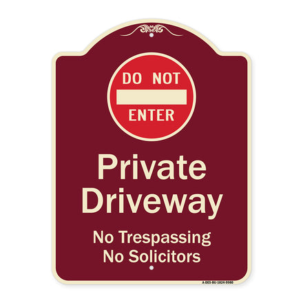 Do Not Enter Private Driveway No Trespassing Or Solicitors With Symbol