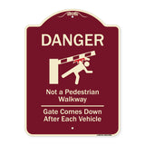 Danger Not A Pedestrian Walkway Gate Comes Down After Each Vehicle