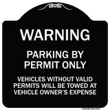 Warning Parking by Permit Only Vehicles Without Valid Permits Will Be Towed at Vehicle Owner's Expense
