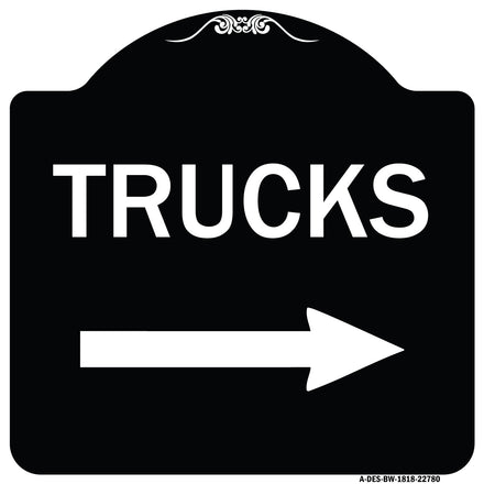 Trucks Sign Trucks (With Right Arrow)