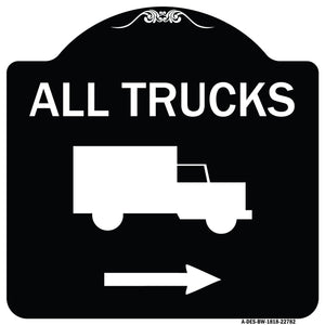 Trucks Sign All Trucks (With Truck Symbol & Right Arrow)