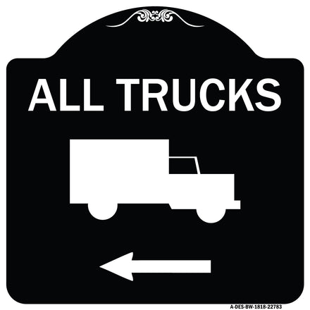 Trucks Sign All Trucks (With Truck Symbol & Left Arrow)