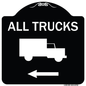 Trucks Sign All Trucks (With Truck Symbol & Left Arrow)